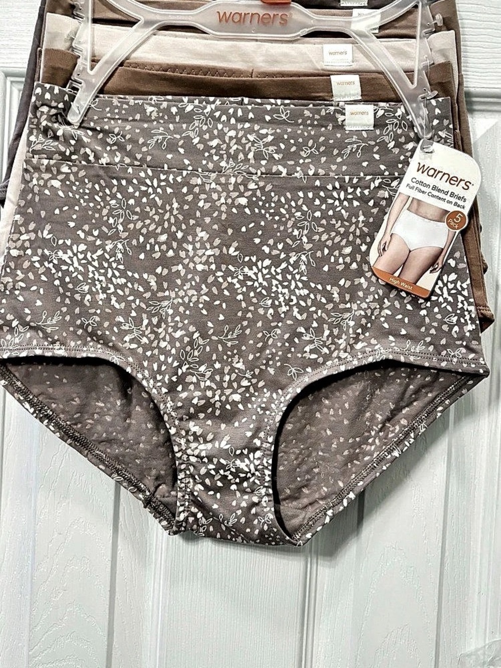 Warners Cotton Blend Full Briefs Floral High Waist Briefs Brown Size Small NWT